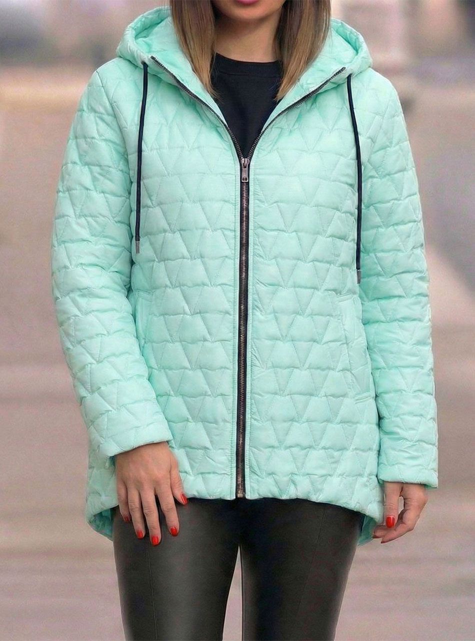 Kapucnis, cipzáros steppelt átmeneti kabát (világoszöld) 