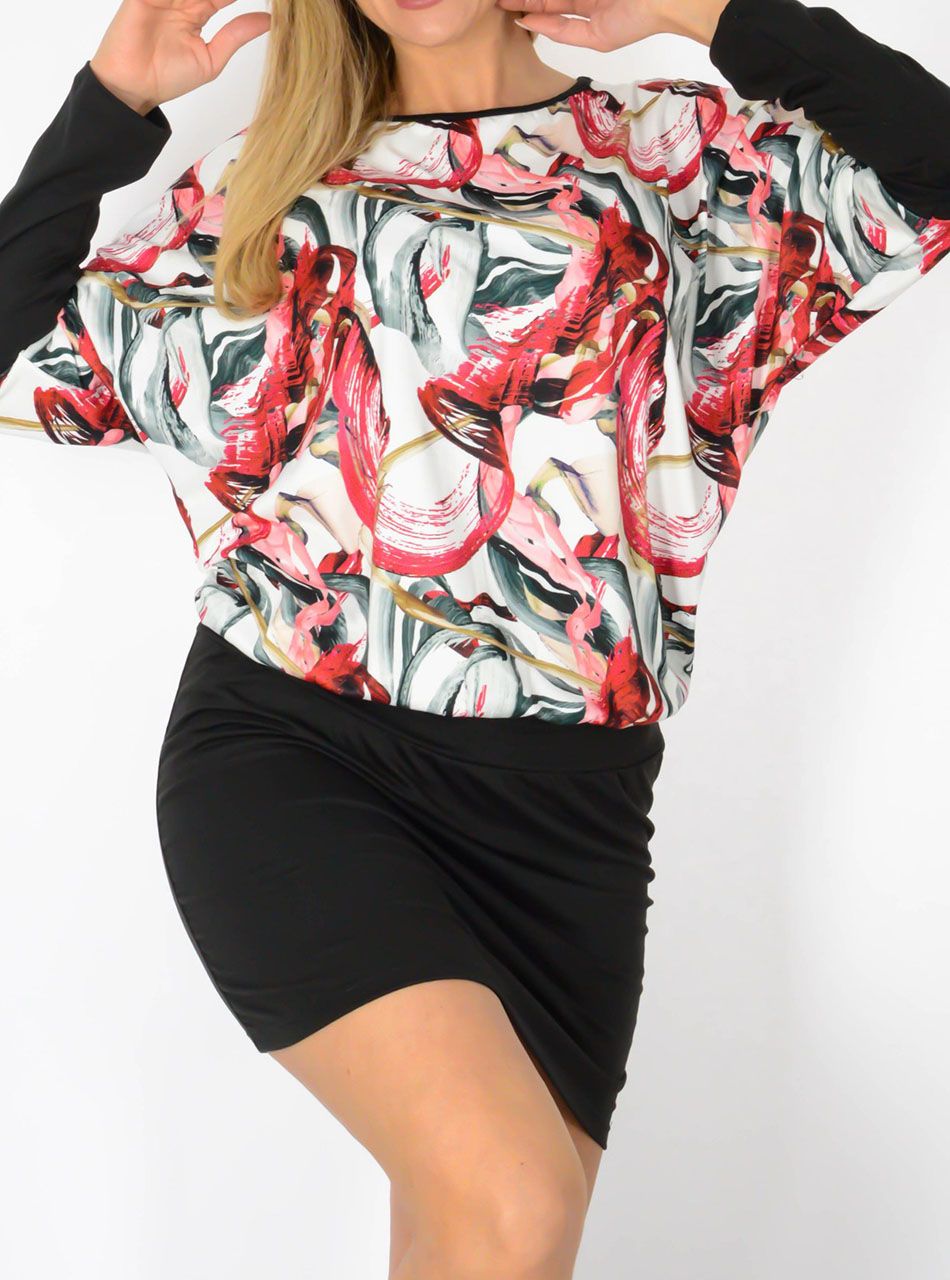 YesStory, denevér ujjú mintás ruha II.