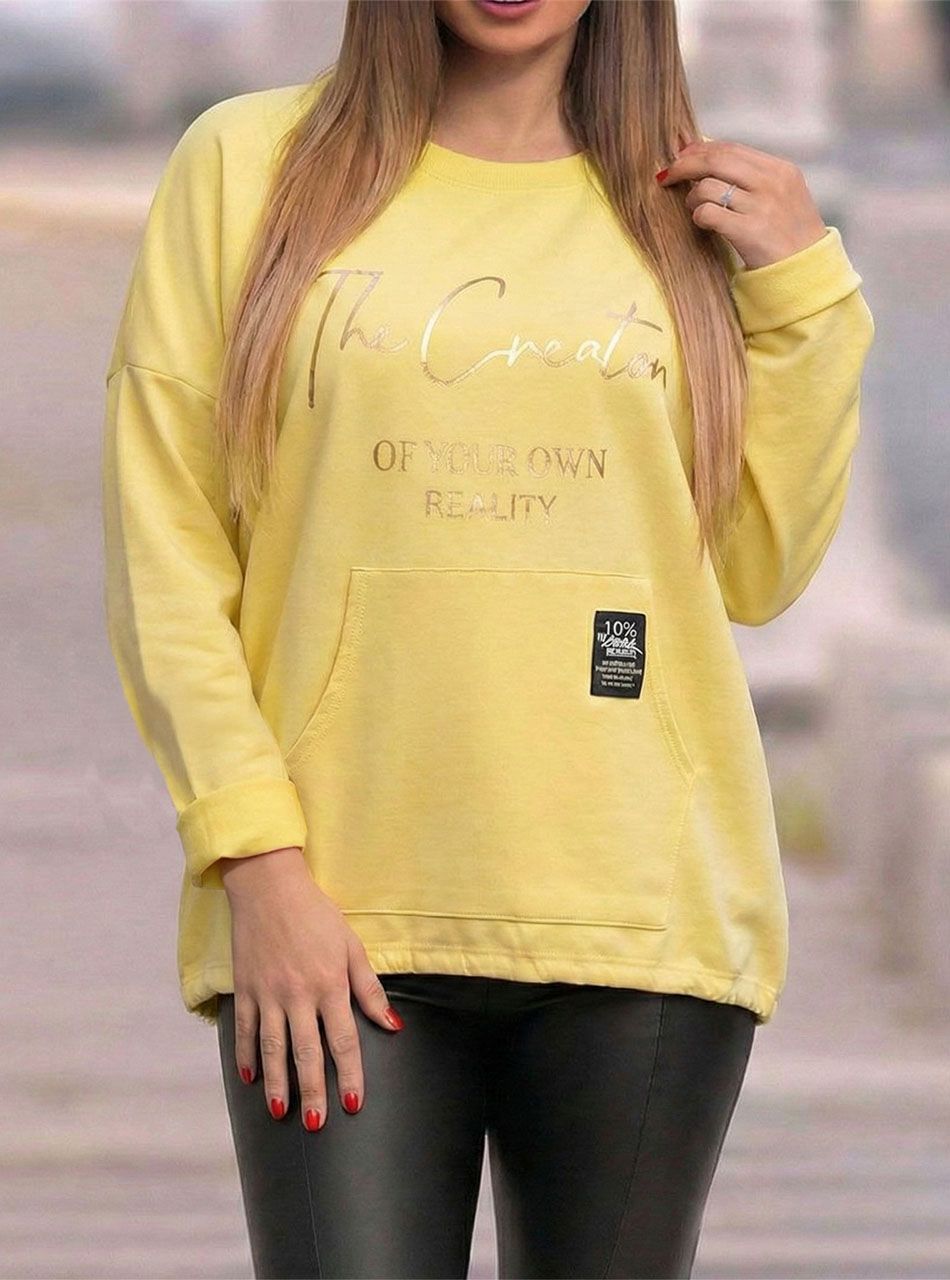 Kenguru zsebes, mintás felső (sárga)