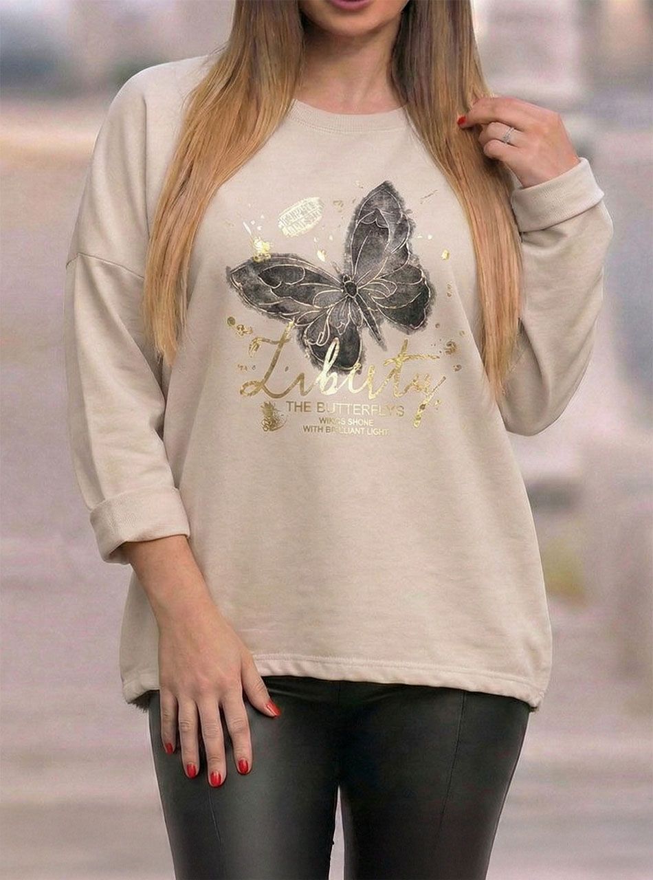 Mintás, laza felső (bézs)