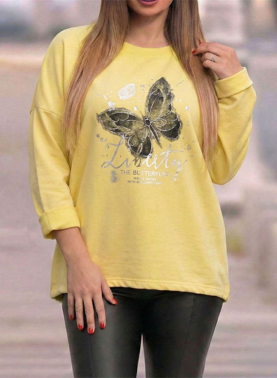 Mintás, laza felső (sárga)