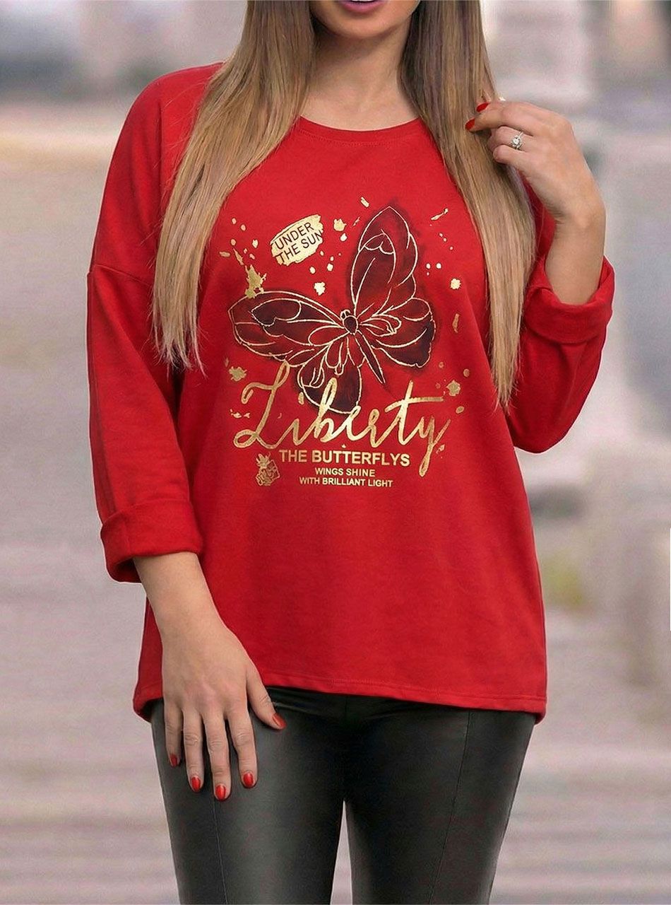 Mintás, laza felső (piros)