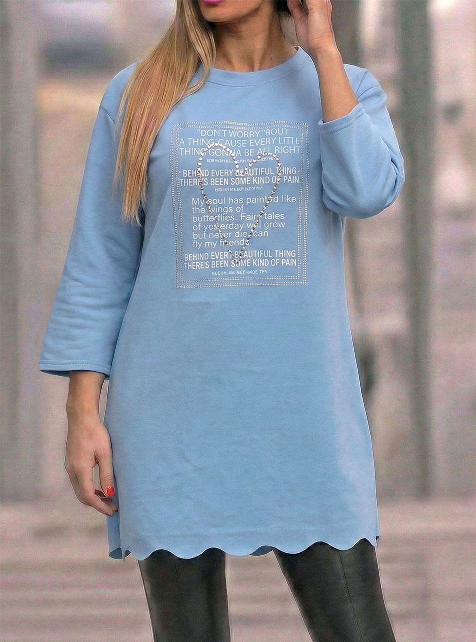 Hullámos aljú, strasszos-mintás tunika (világoskék)