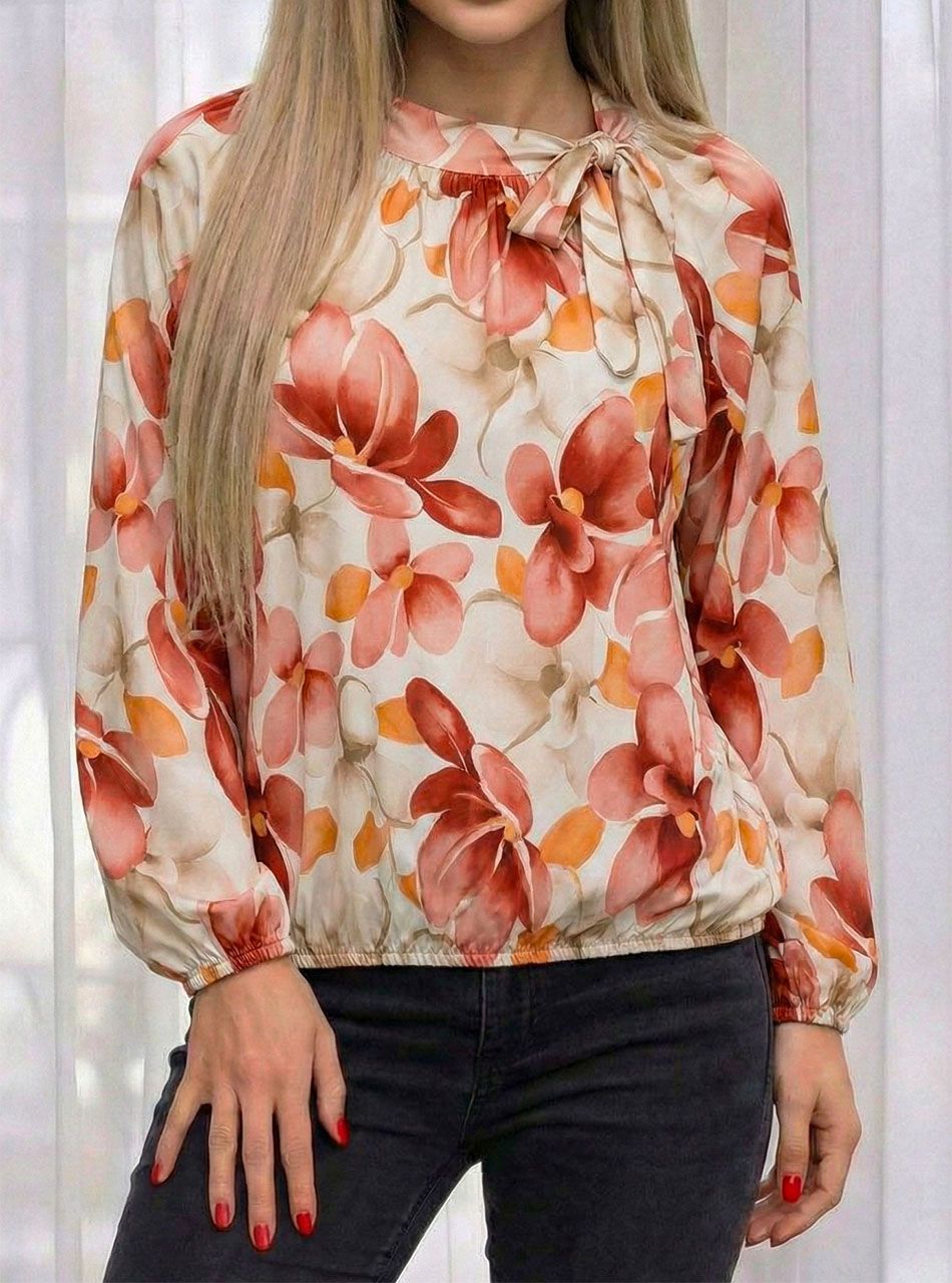 Nyaknál kötős, virág mintás felső III.