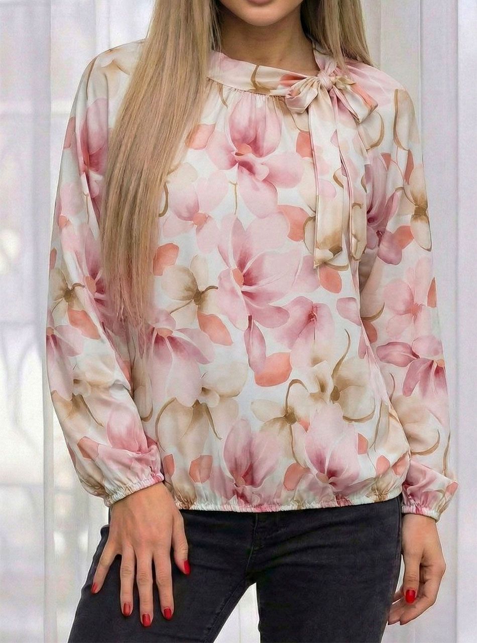 Nyaknál kötős, virág mintás felső VII.