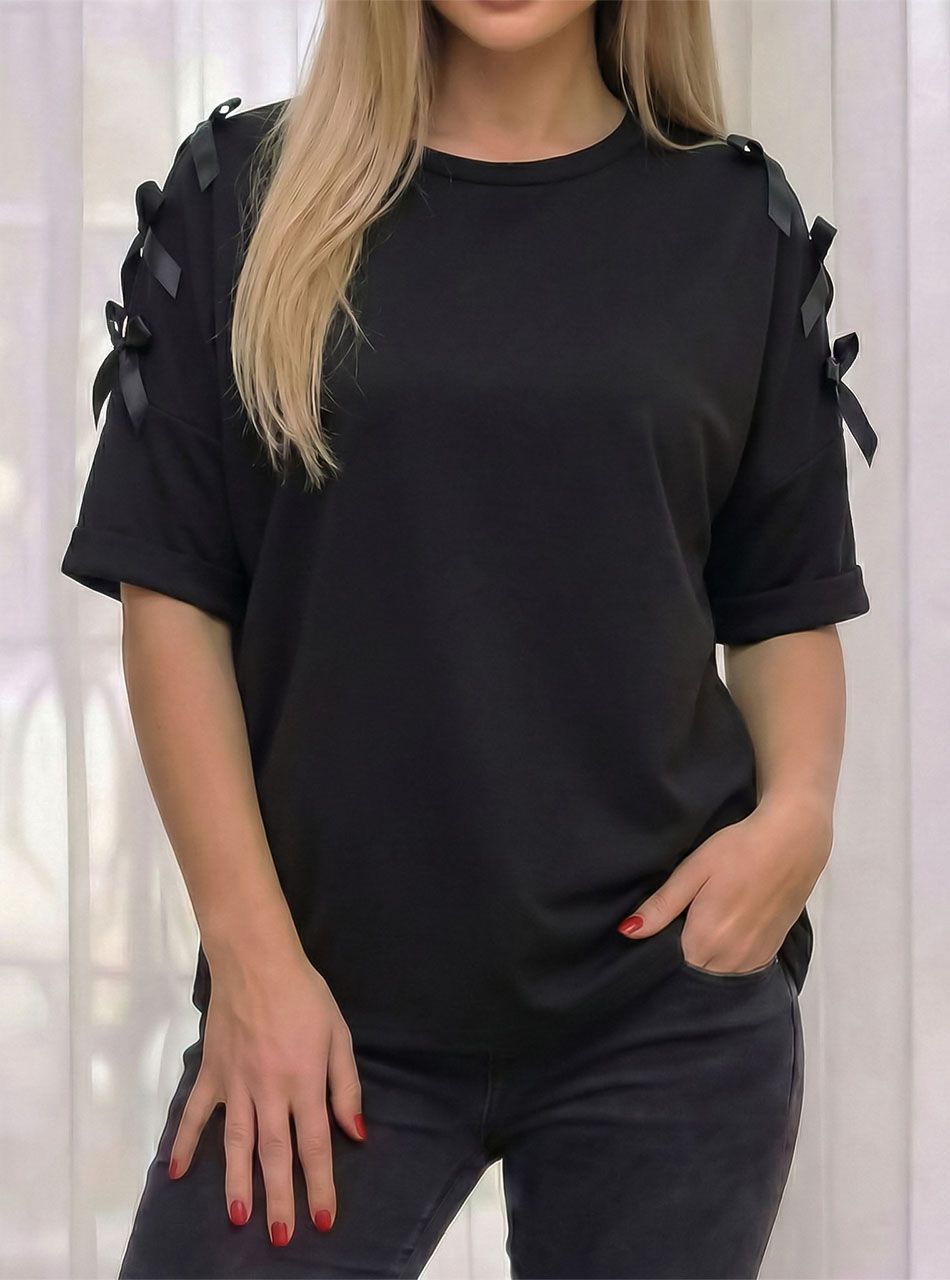 Melody, masnis vállú felső (fekete)