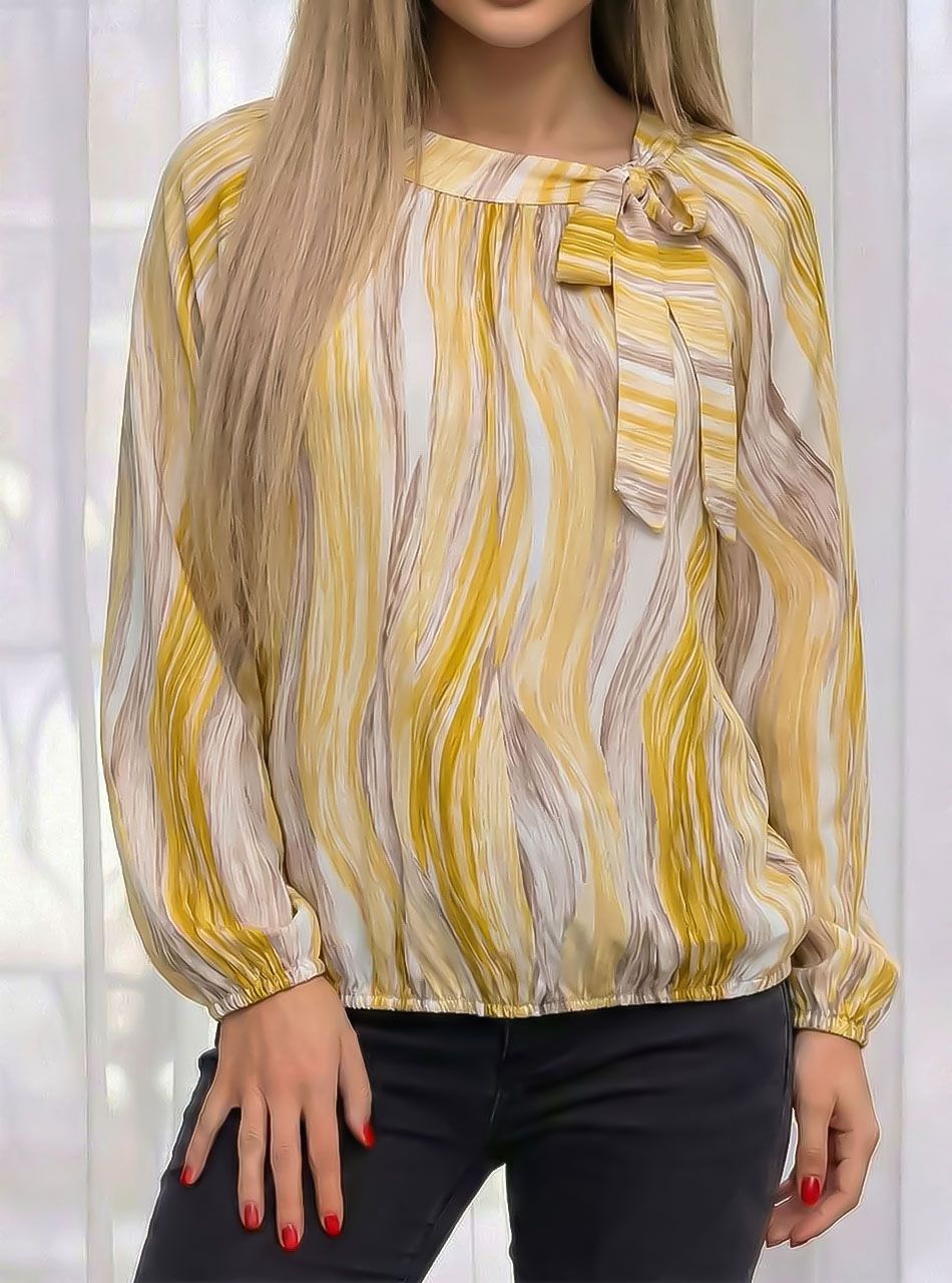 Nyaknál kötős mintás felső (sárga)