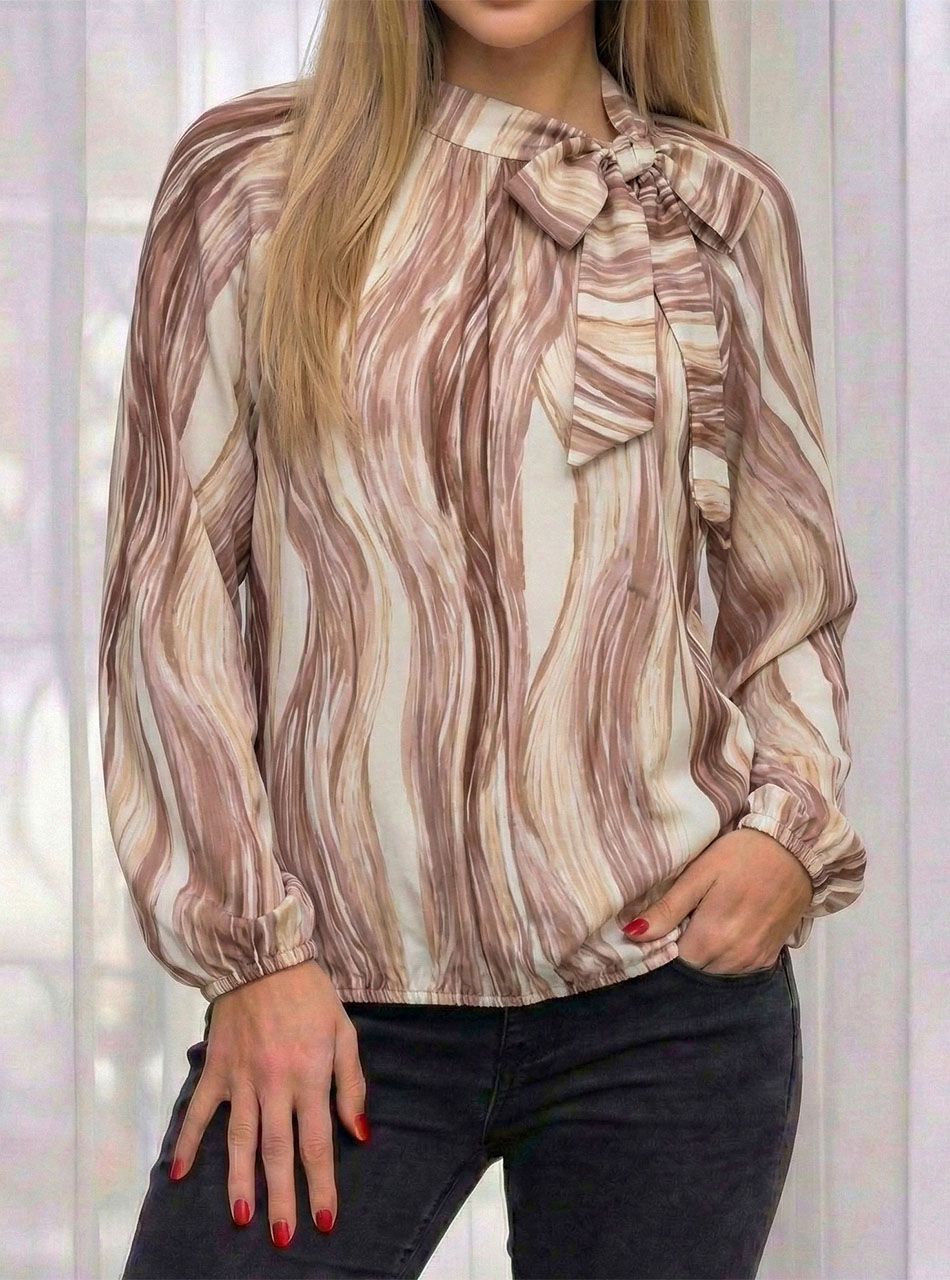 Nyaknál kötős mintás felső (tejeskávé)