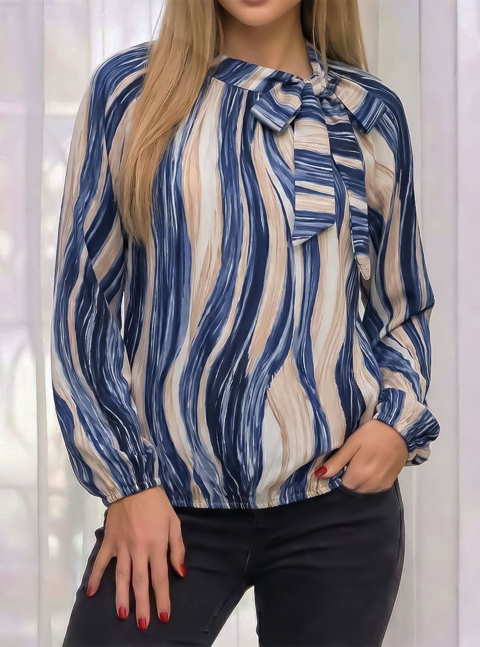 Nyaknál kötős mintás felső (kék)