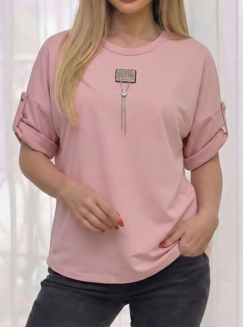 Lauren, felgombolható ujjú felső (rózsaszín)