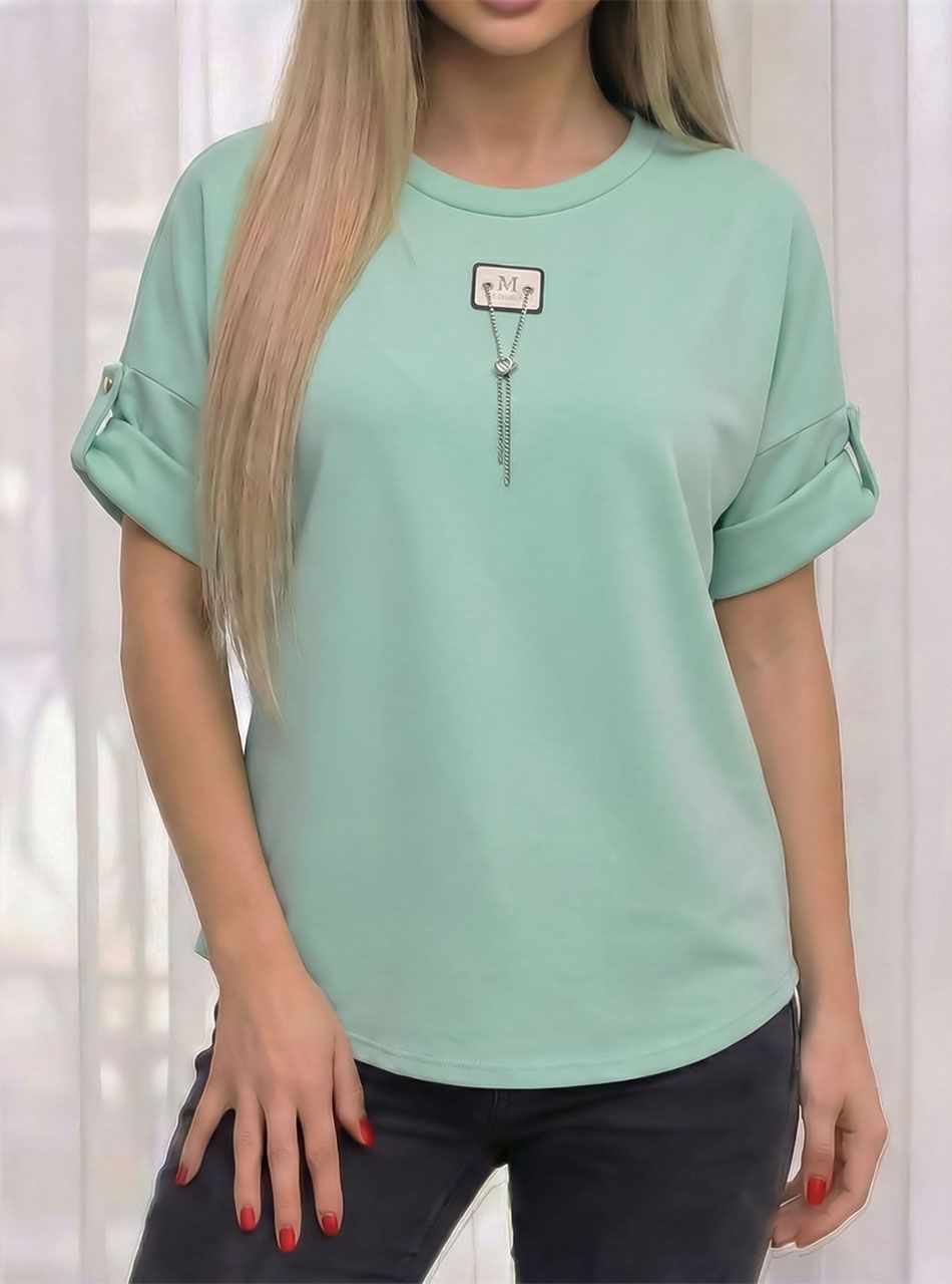 Lauren, felgombolható ujjú felső (világoszöld)