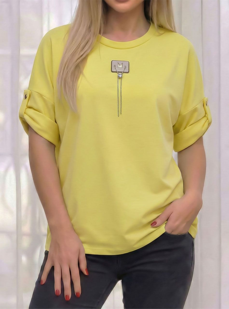 Lauren, felgombolható ujjú felső (sárga)