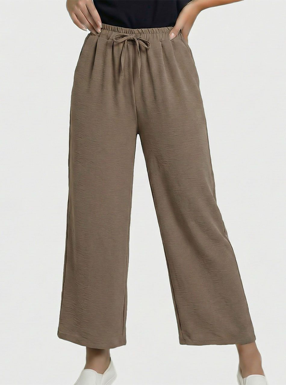 Gumis derekú, lenge nadrág (tejeskávé)