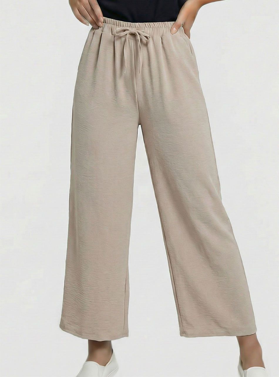 Gumis derekú, lenge nadrág (bézs)