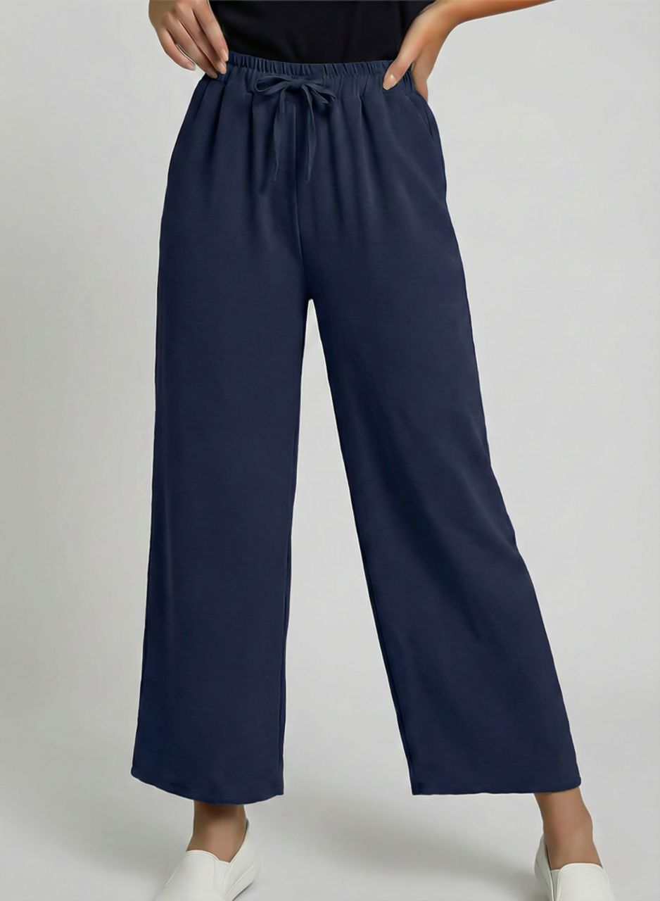 Gumis derekú, lenge nadrág (sötétkék)