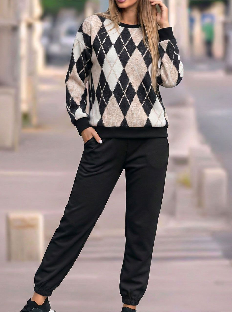 Rombusz mintás együttes (fekete)