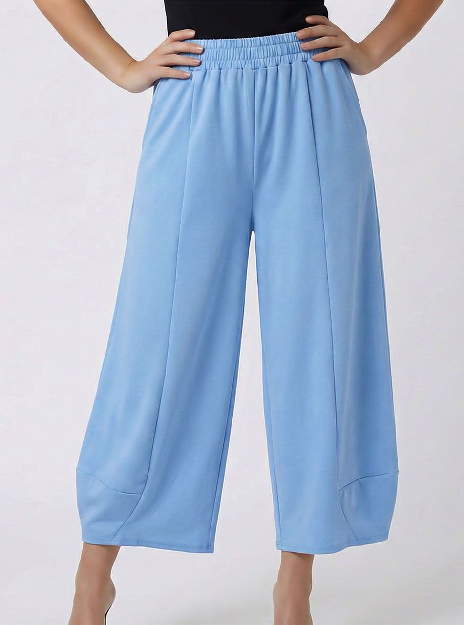 Gumis derekú, bő fazonú zsebes nadrág (világoskék)