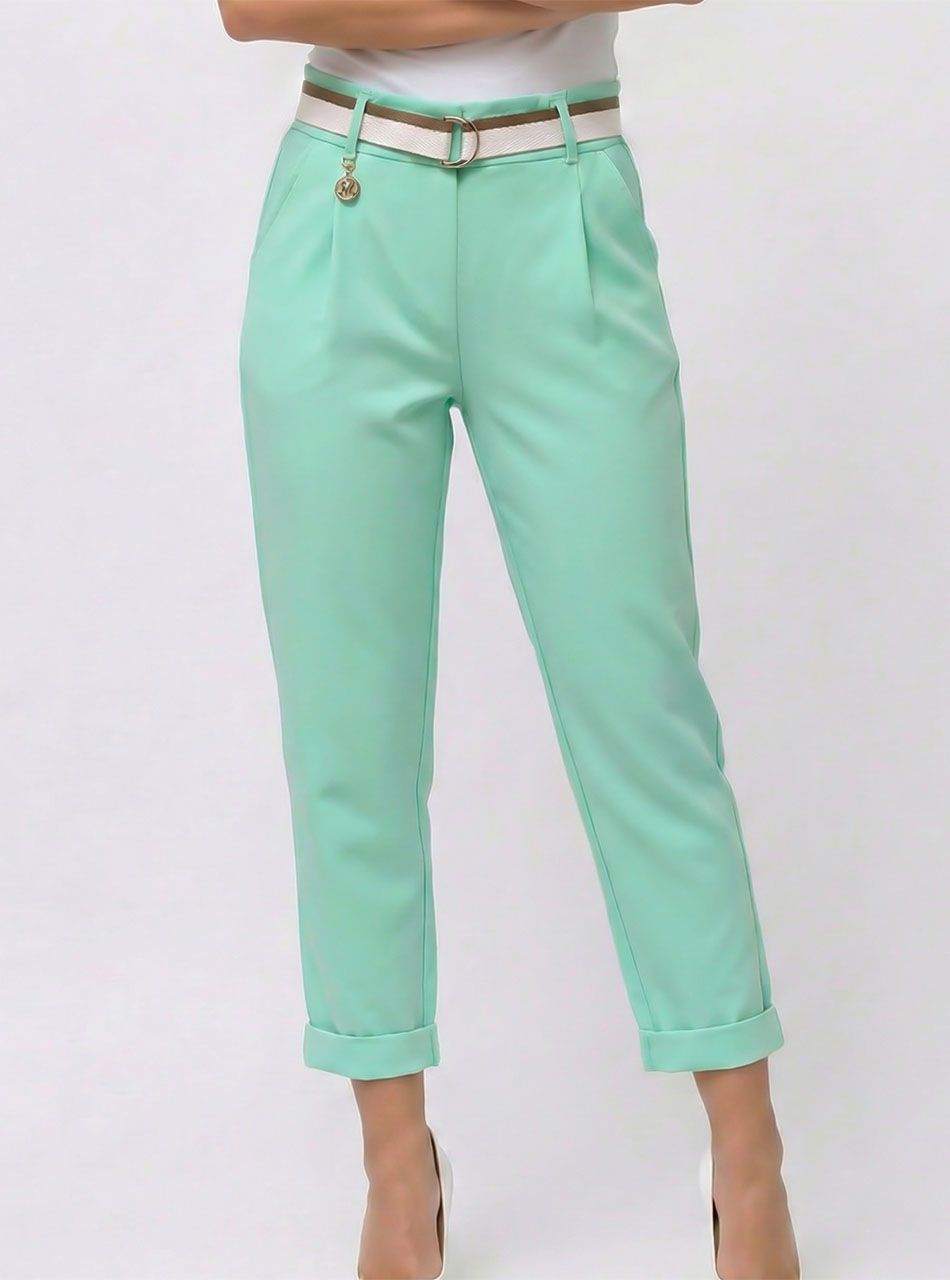 Melanie, gumis derekú zsebes nadrág övvel (világoszöld)