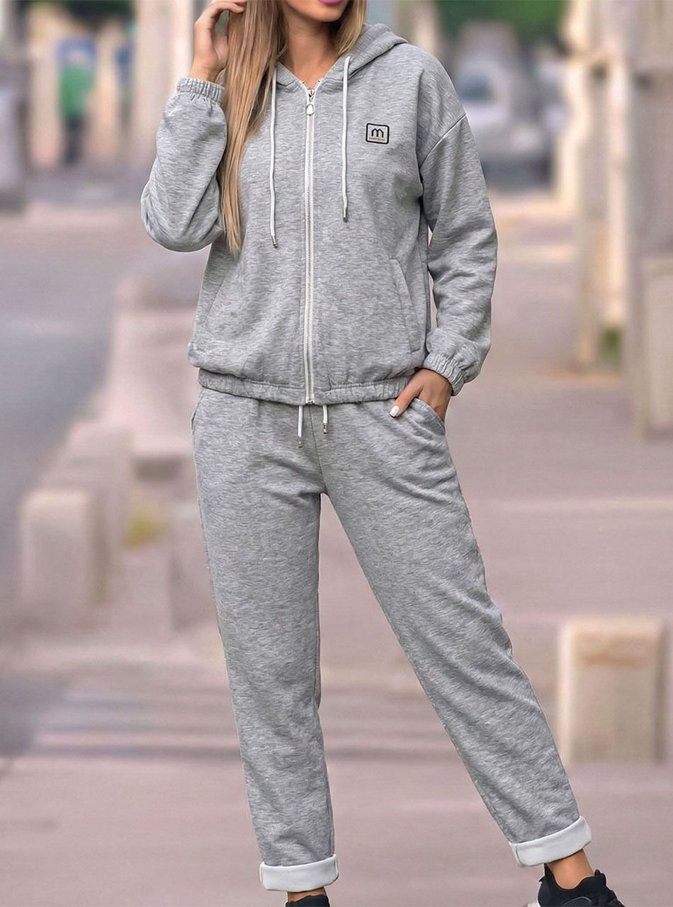 Kapucnis, cipzáros együttes (szürke)