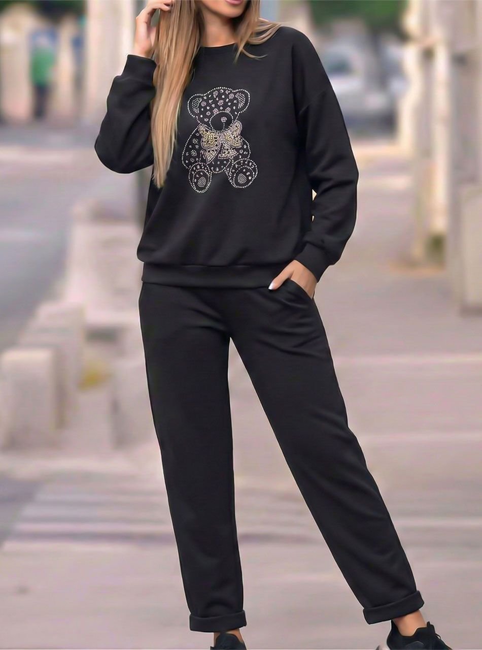 Strasszos-macis együttes (fekete)