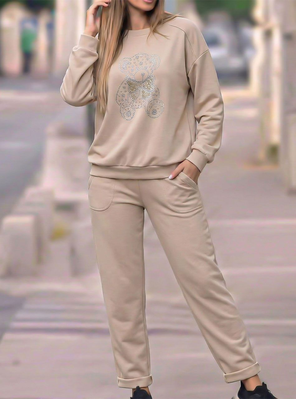 Strasszos-macis együttes (bézs)