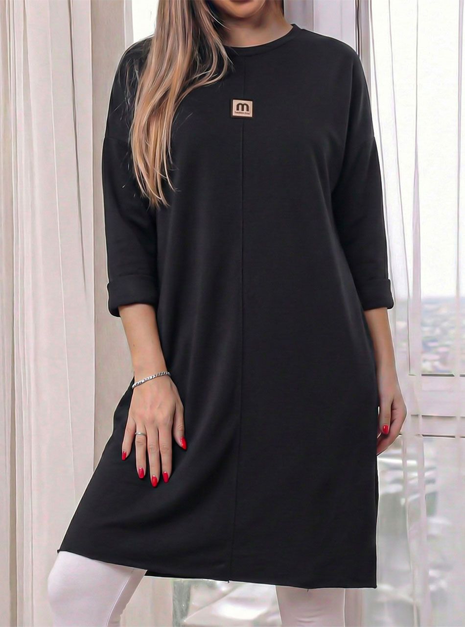 Tiffany, elöl tűzött zsebes ruha (fekete)