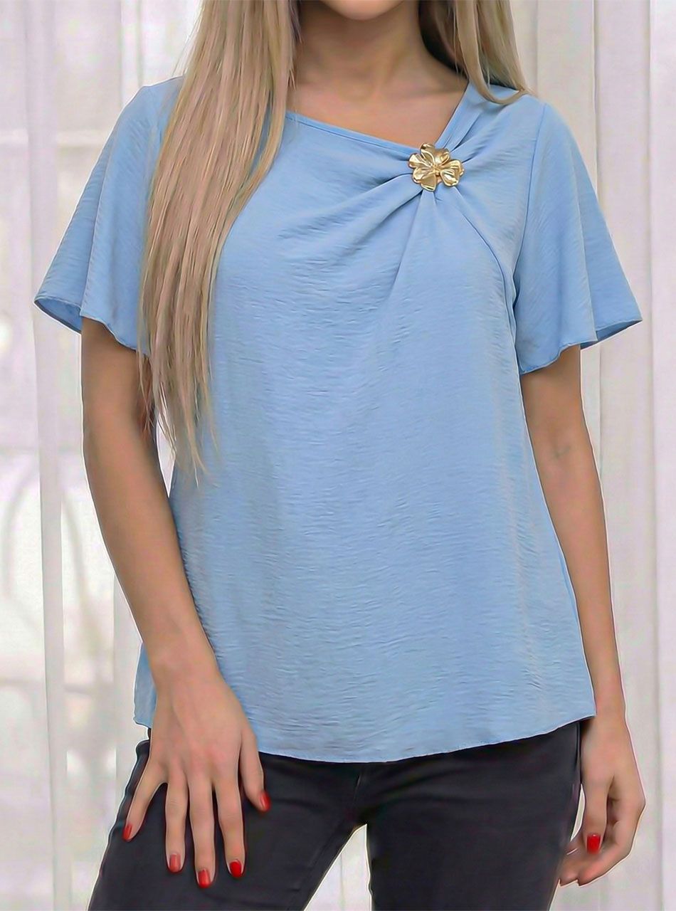 Gyűrt hatású lenge felső (világoskék)