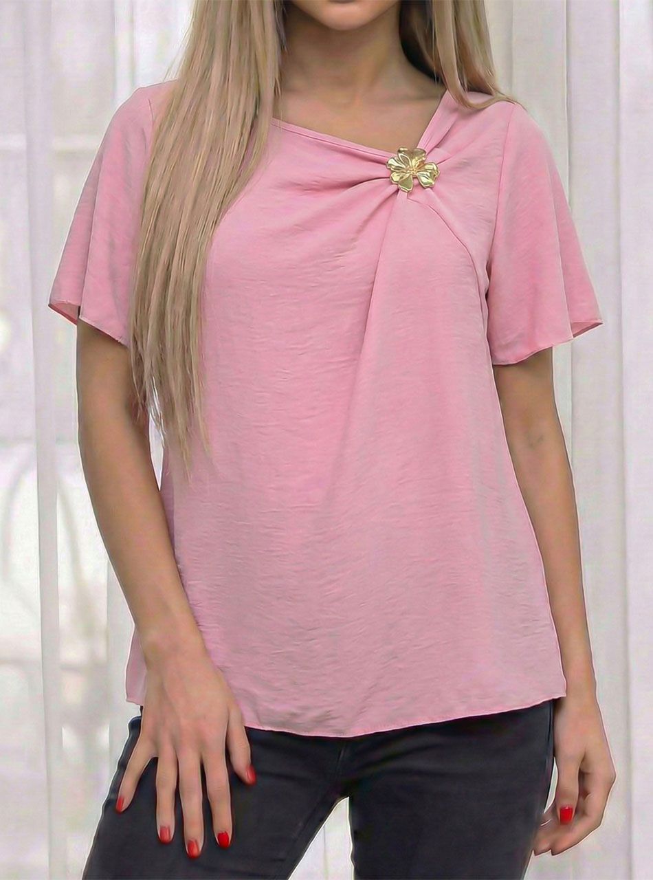 Gyűrt hatású lenge felső (rózsaszín)