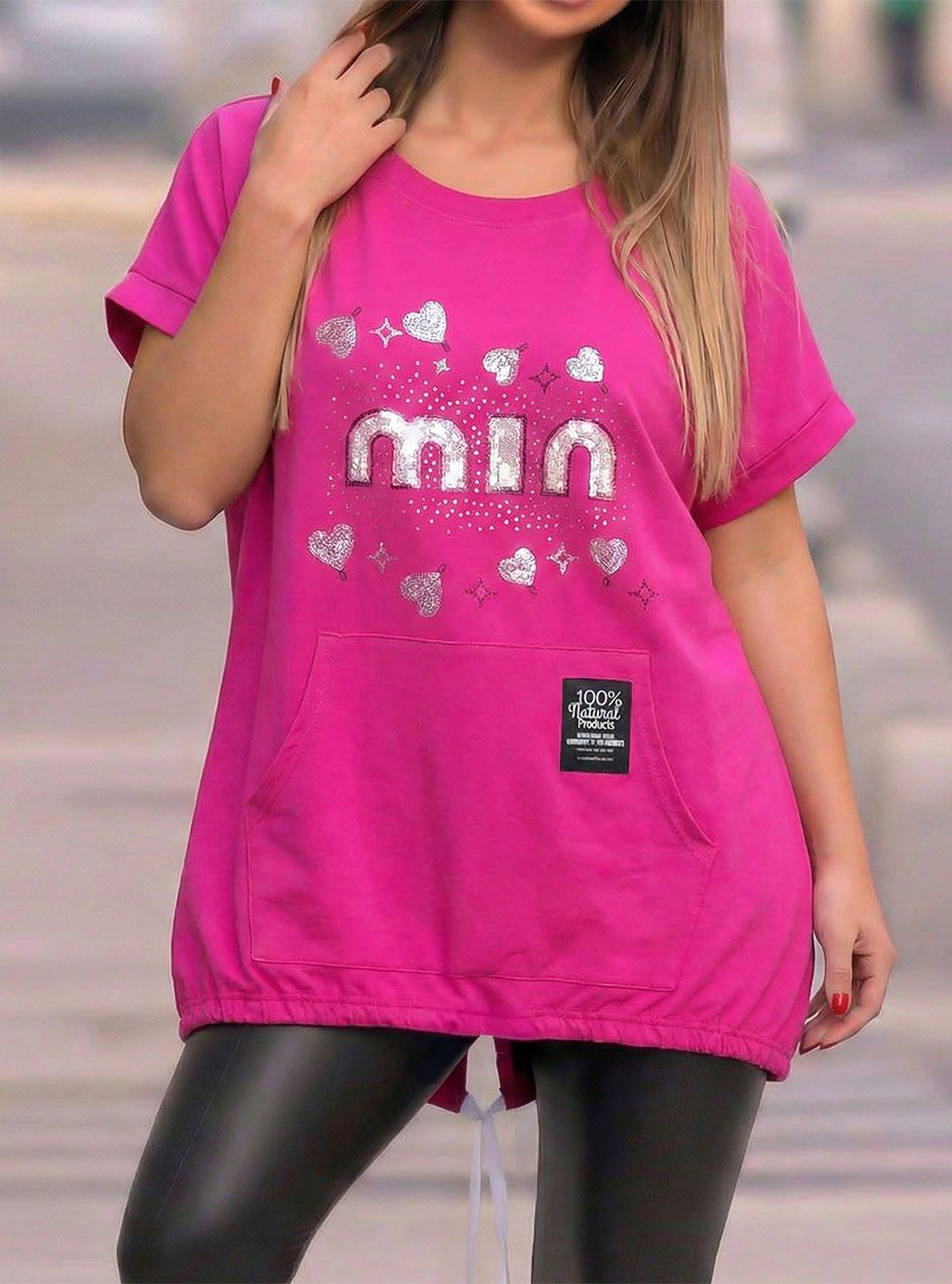 Kenguru zsebes, mintás felső (pink)