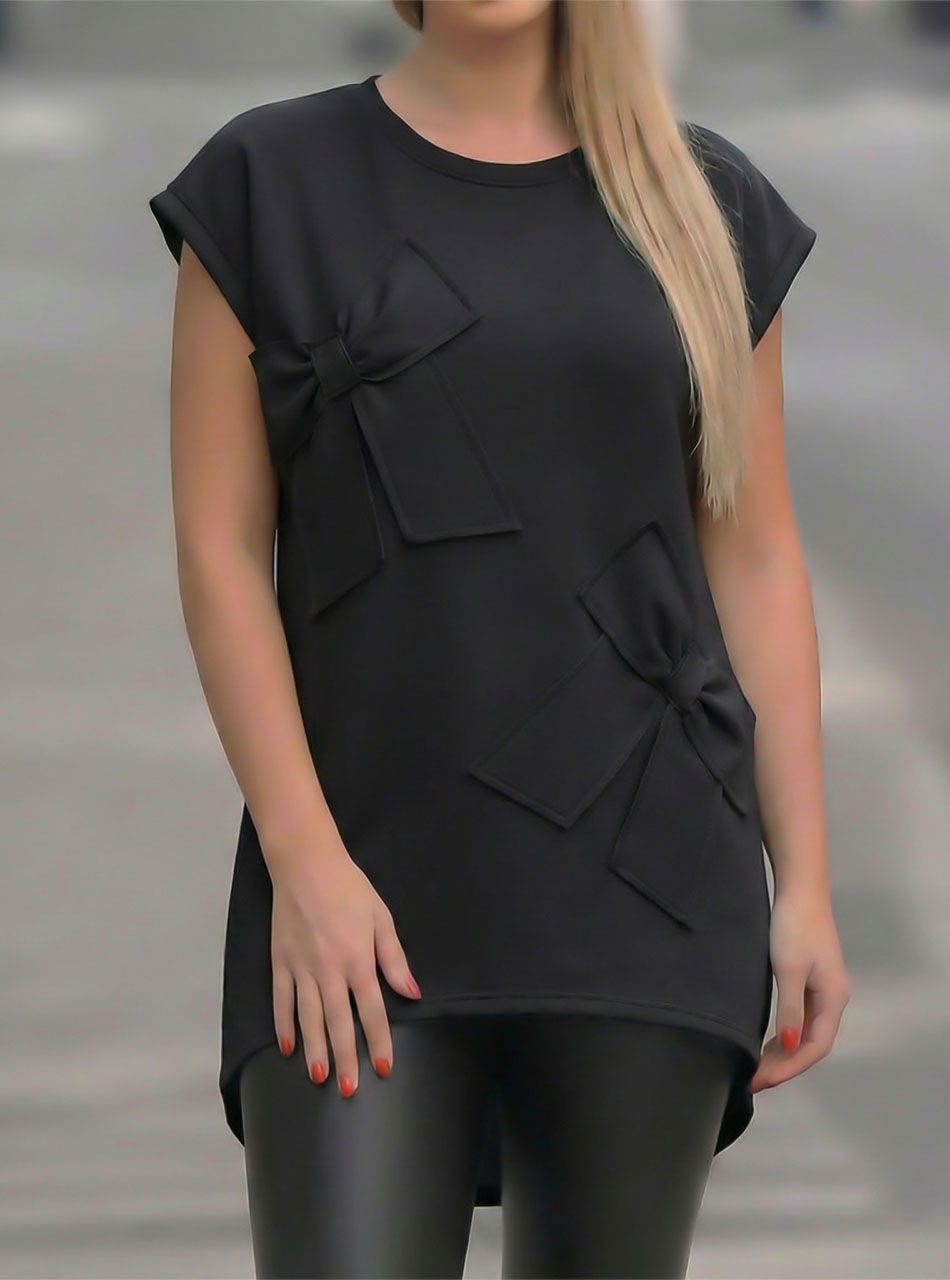 Masni mintás laza tunika (fekete)