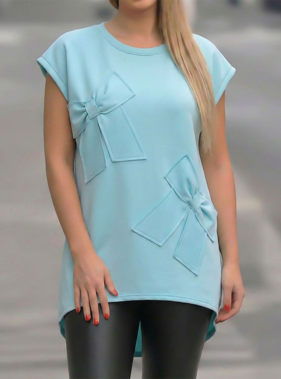 Masni mintás laza tunika (vízkék)