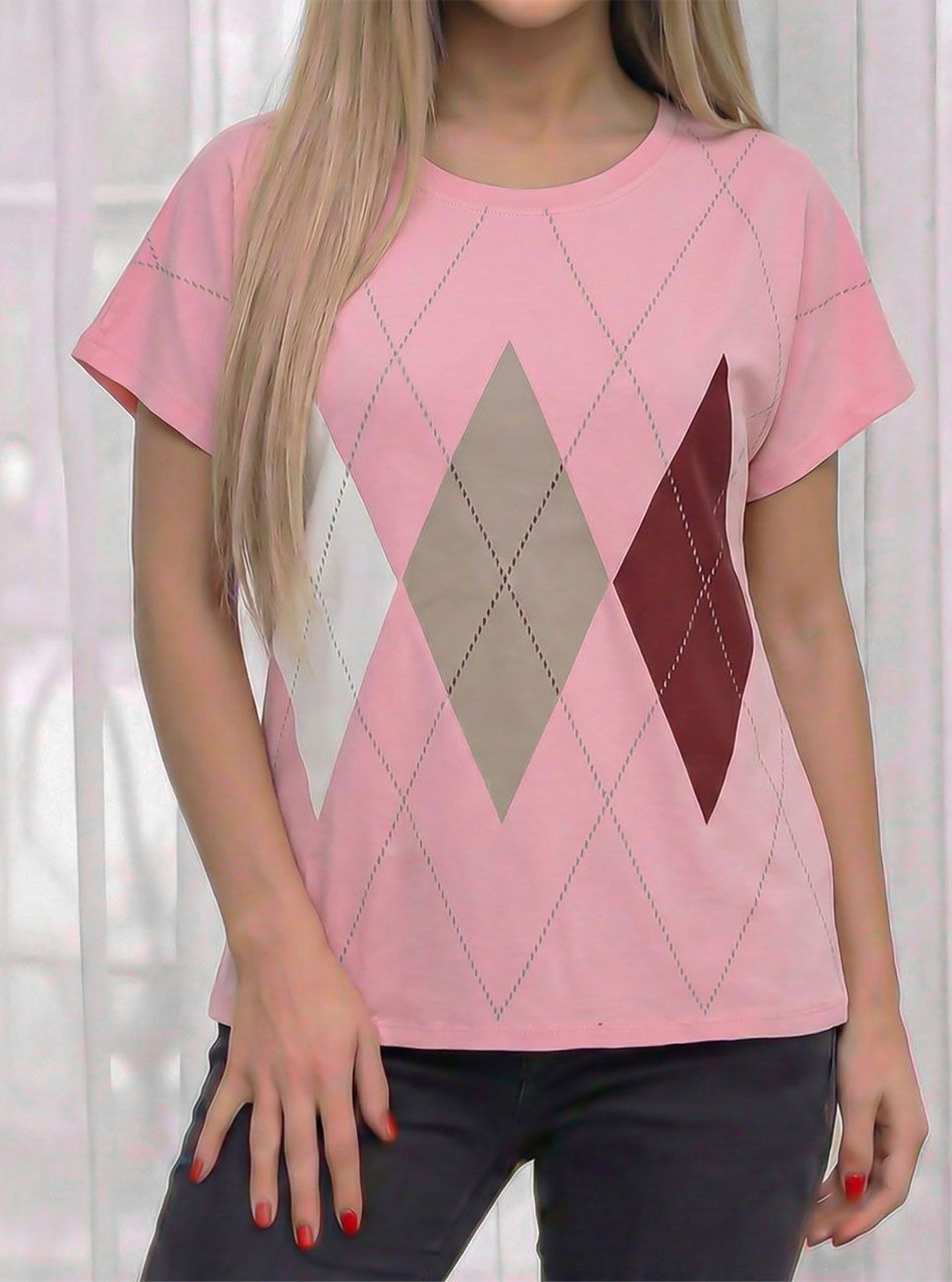 Rombusz mintás felső (rózsaszín)