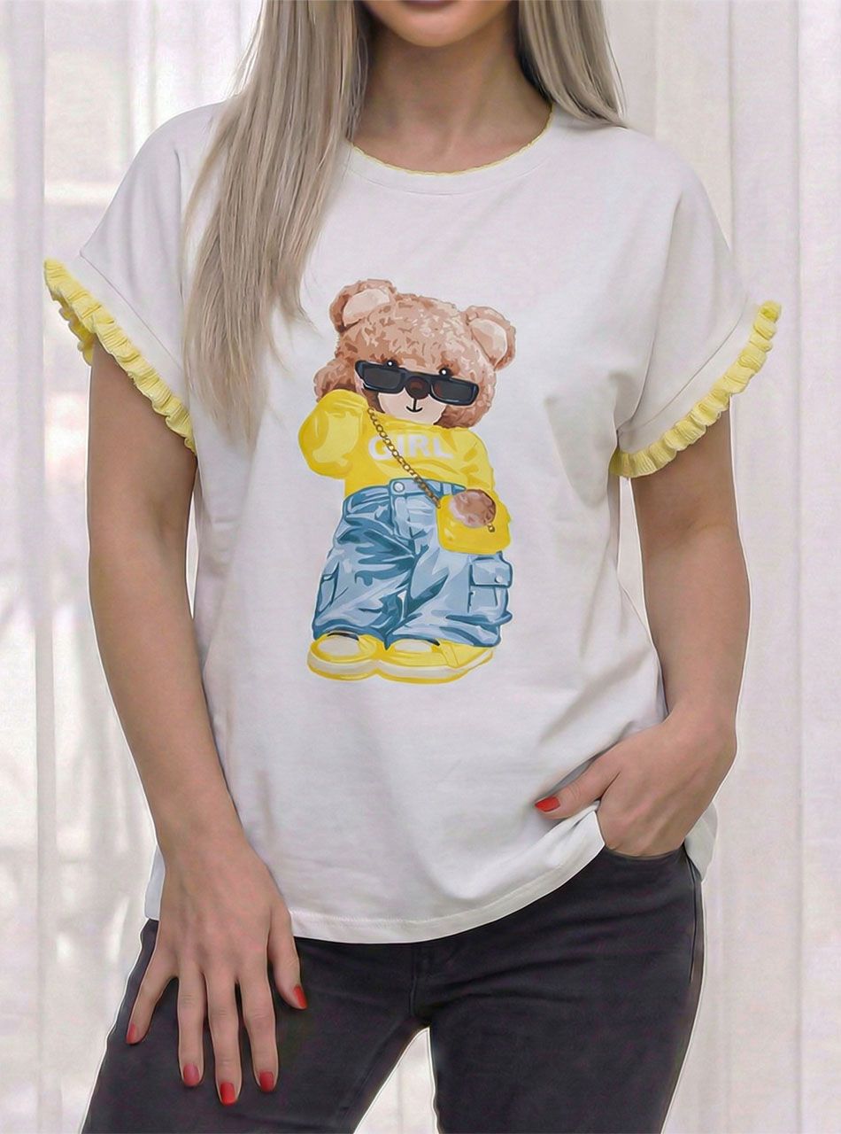 Maci mintás felső (sárga)