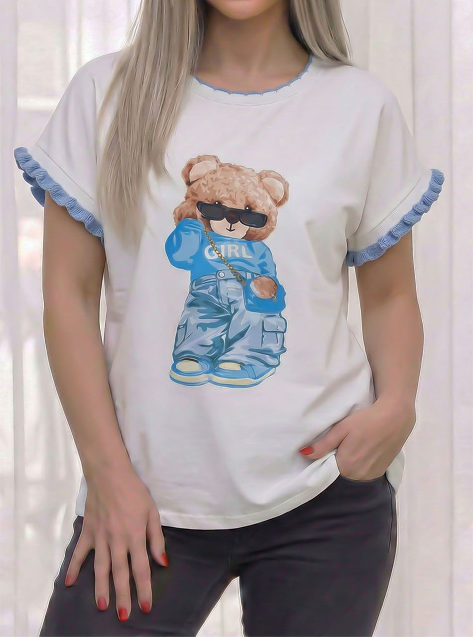 Maci mintás felső (világoskék)