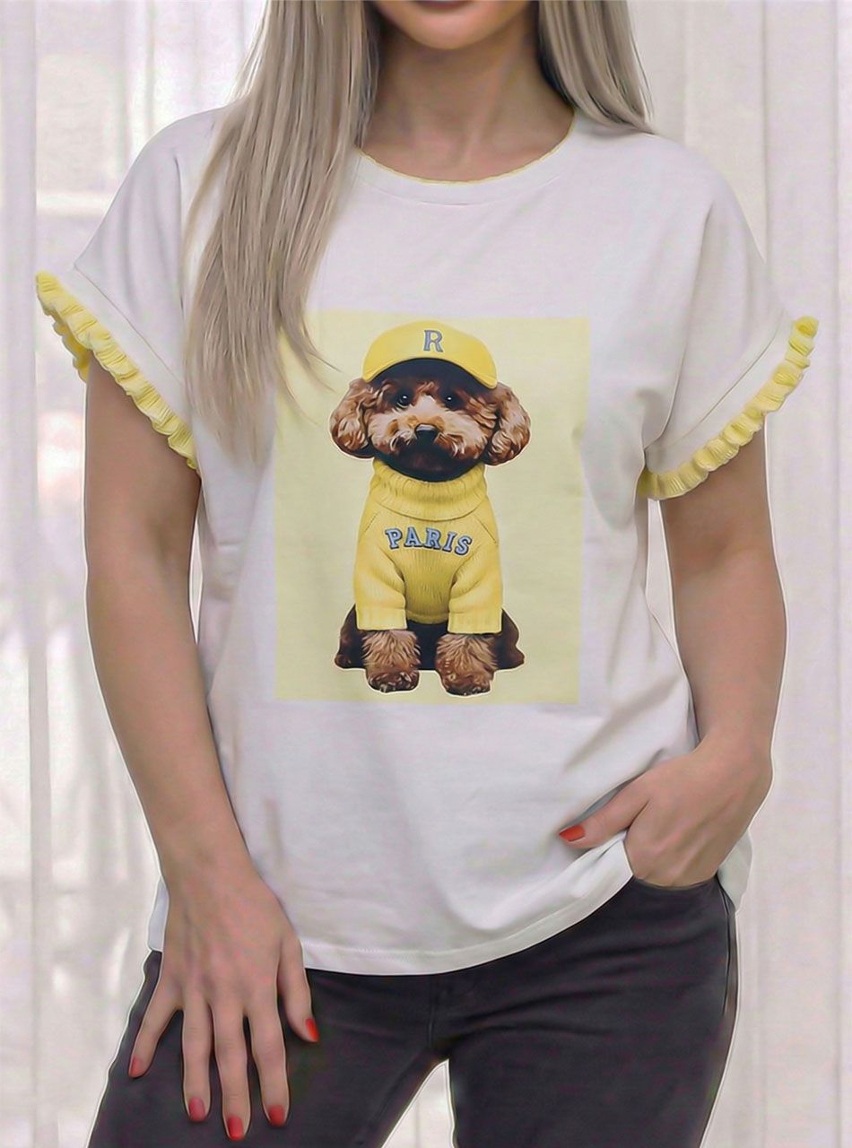 Kutyus mintás felső (sárga)