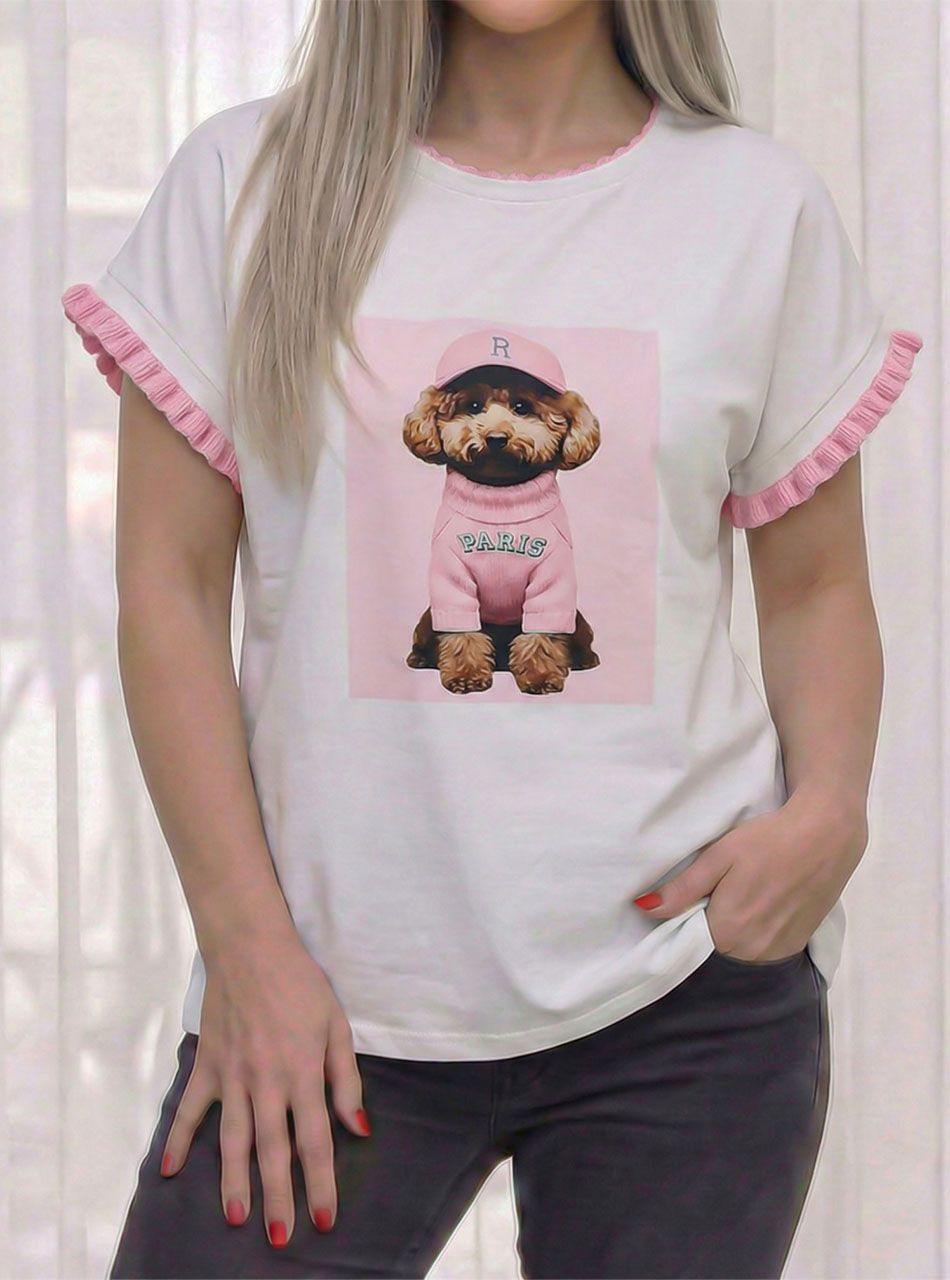 Kutyus mintás felső (rózsaszín)