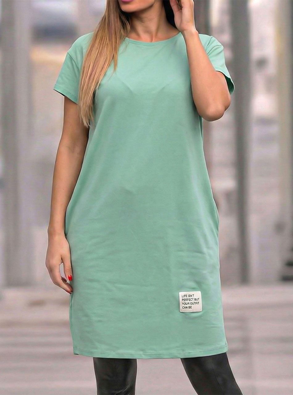 Rachel, egyszínű zsebes ruha (világoszöld)