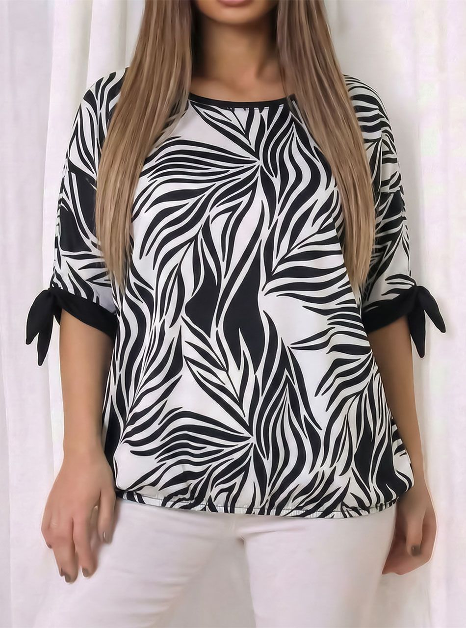 YesStory, ujján kötős gumis aljú mintás felső IV.