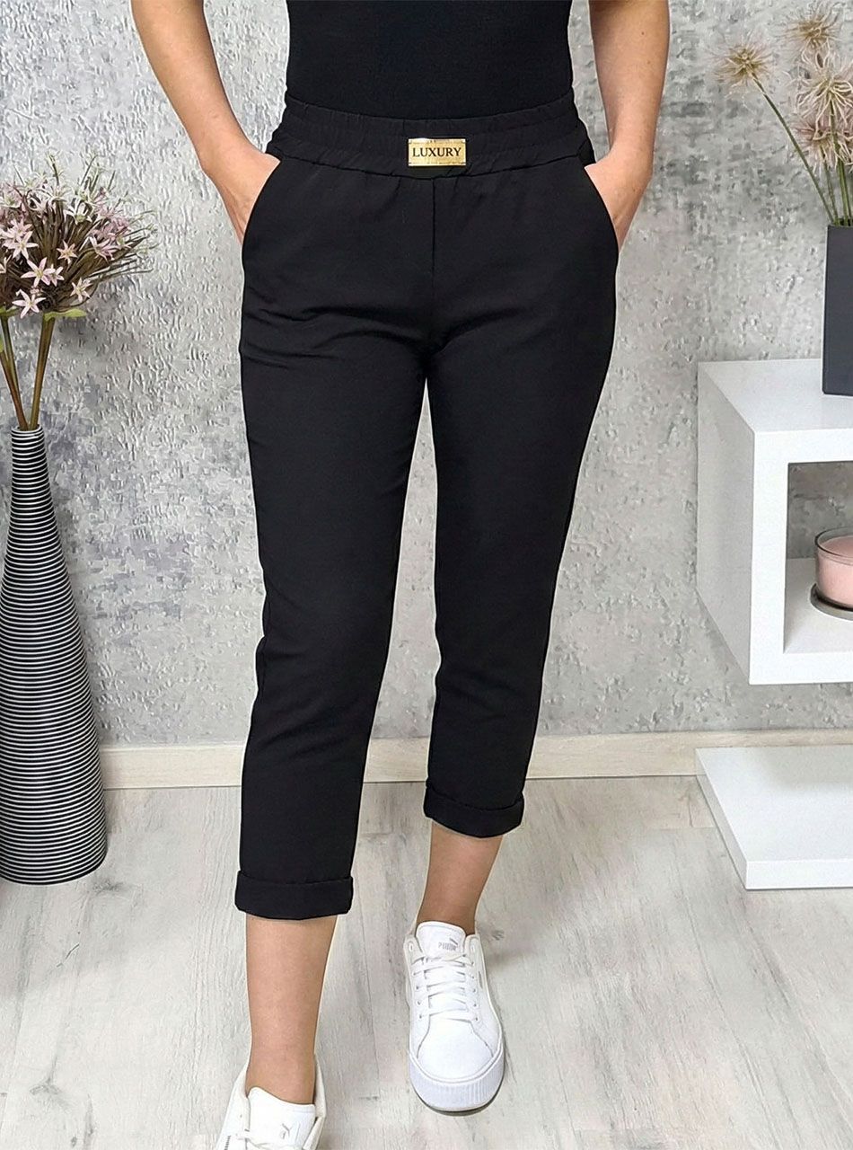 Luxury, gumis derekú zsebes nadrág I. (fekete)