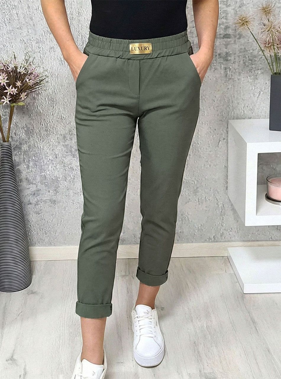 Luxury, gumis derekú zsebes nadrág I. (kheki)