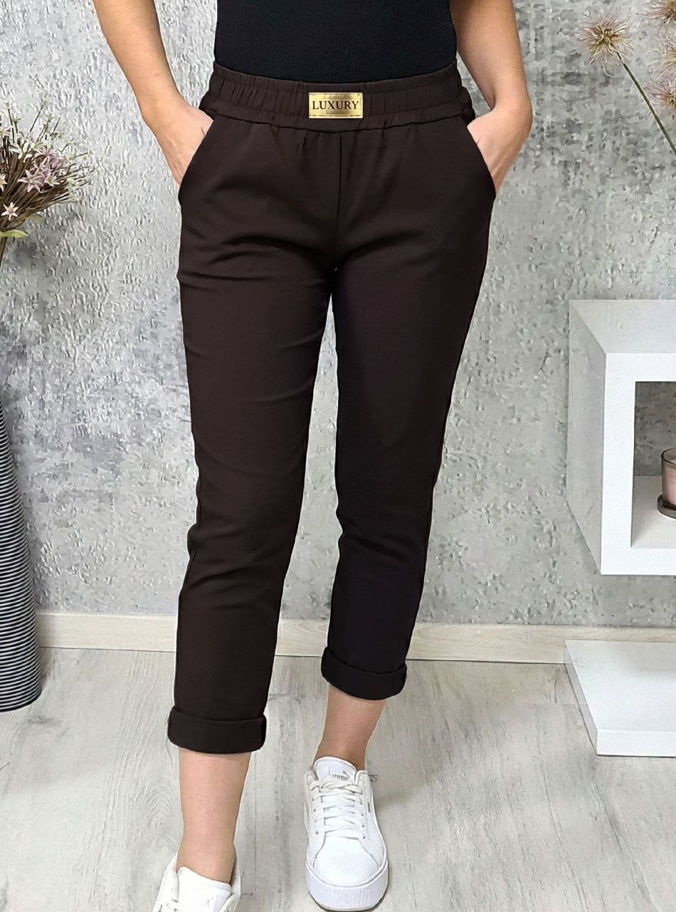 Luxury, gumis derekú zsebes nadrág I. (csokibarna)