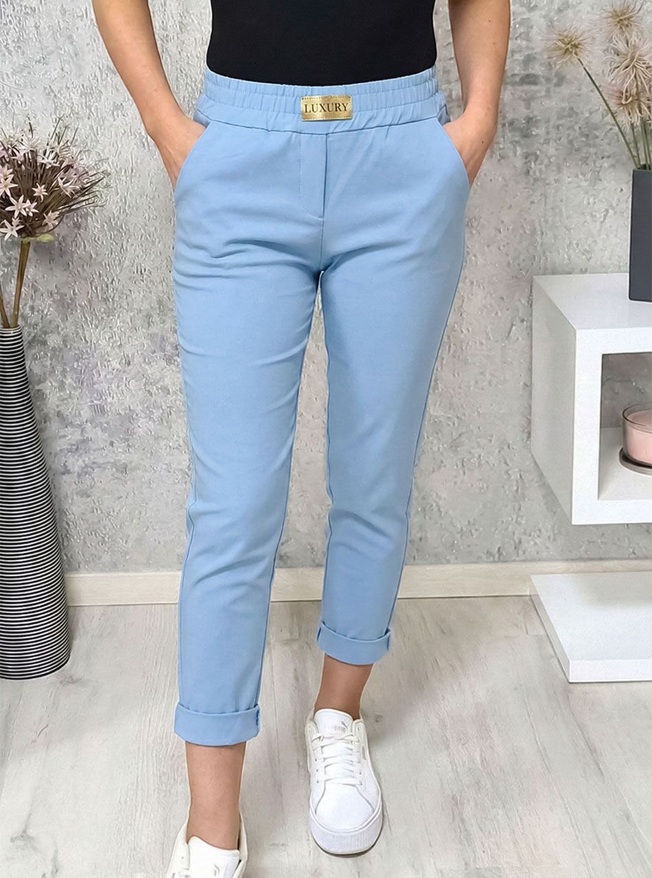 Luxury, gumis derekú zsebes nadrág I. (világoskék)