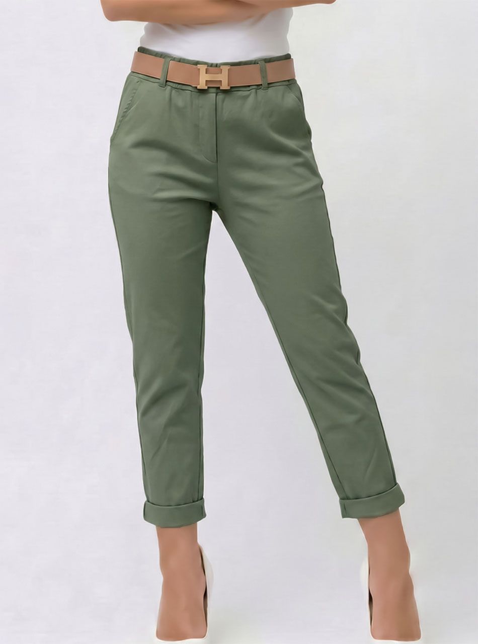 Heidi, gumis derekú zsebes nadrág övvel (kheki)