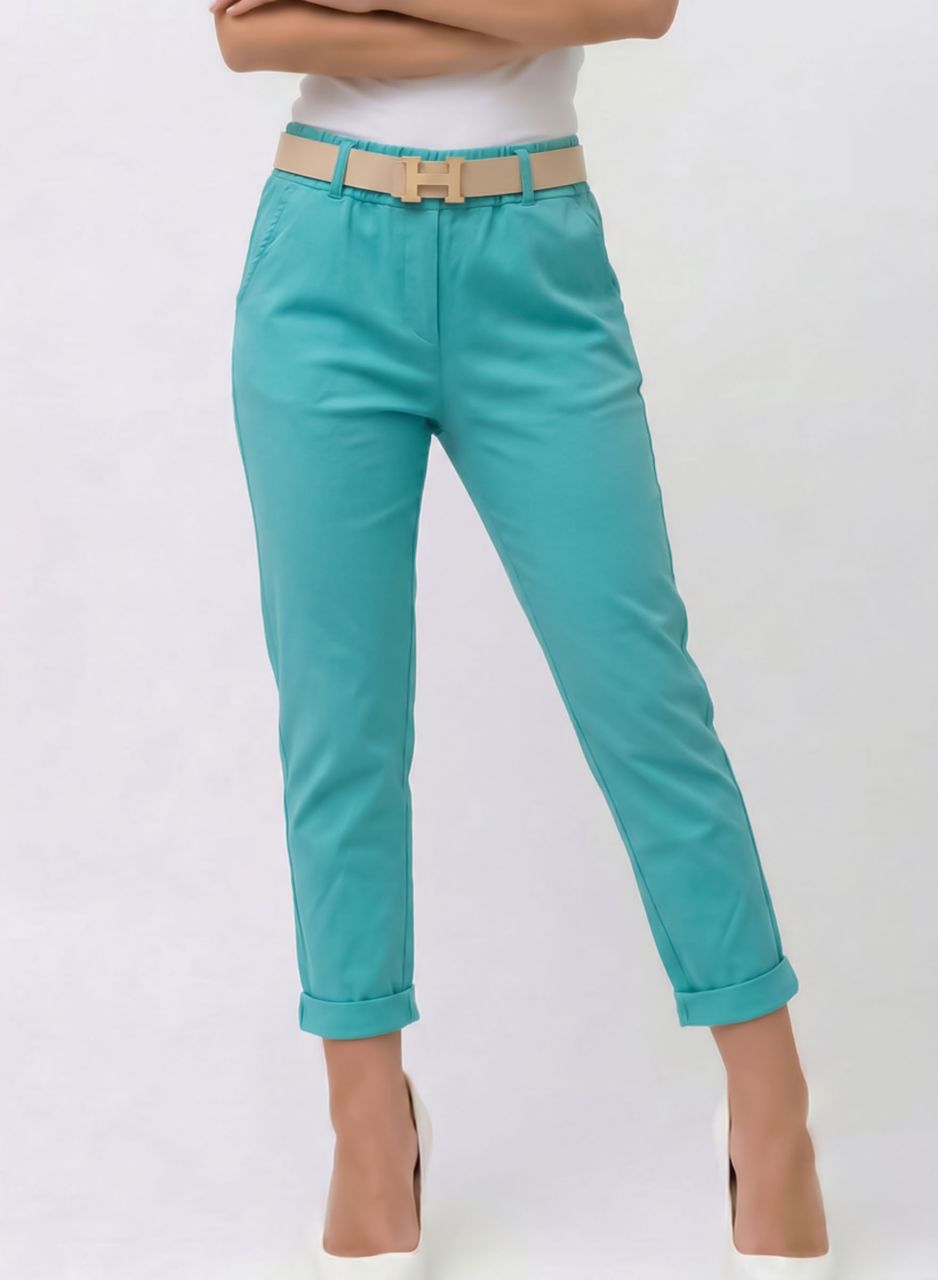 Heidi, gumis derekú zsebes nadrág övvel (türkizzöld)