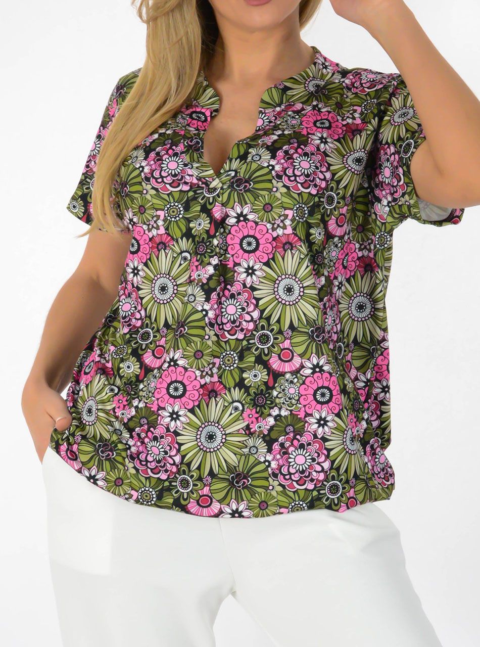 YesStory V nyakú, gumis aljú mintás felső I.