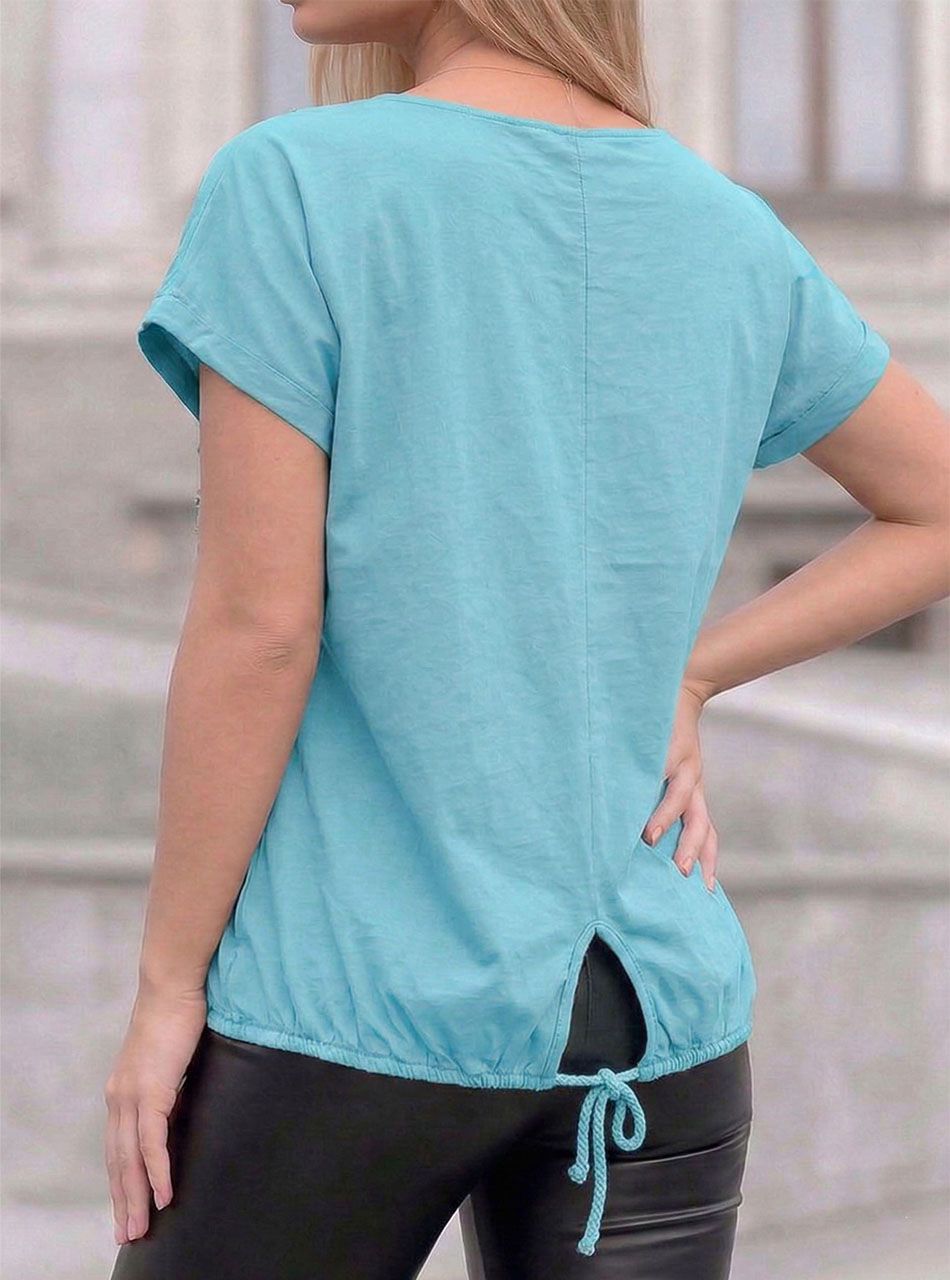 Hátul köthető, hímzett mintás felső (menta)