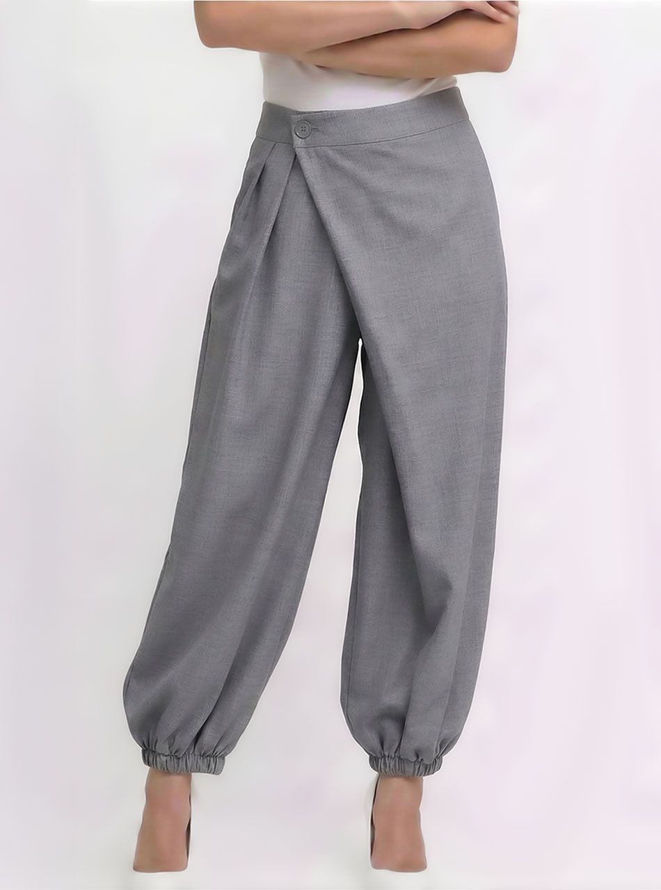 Gumis aljú, átlapolt nadrág (szürke)