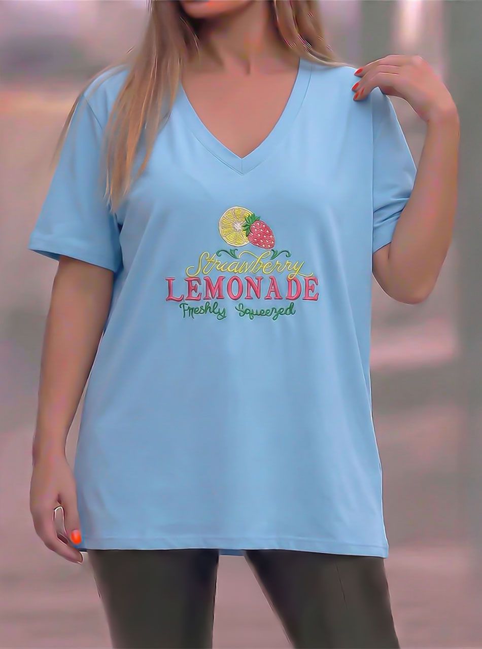 V nyakú, Lemonade felső (világoskék)