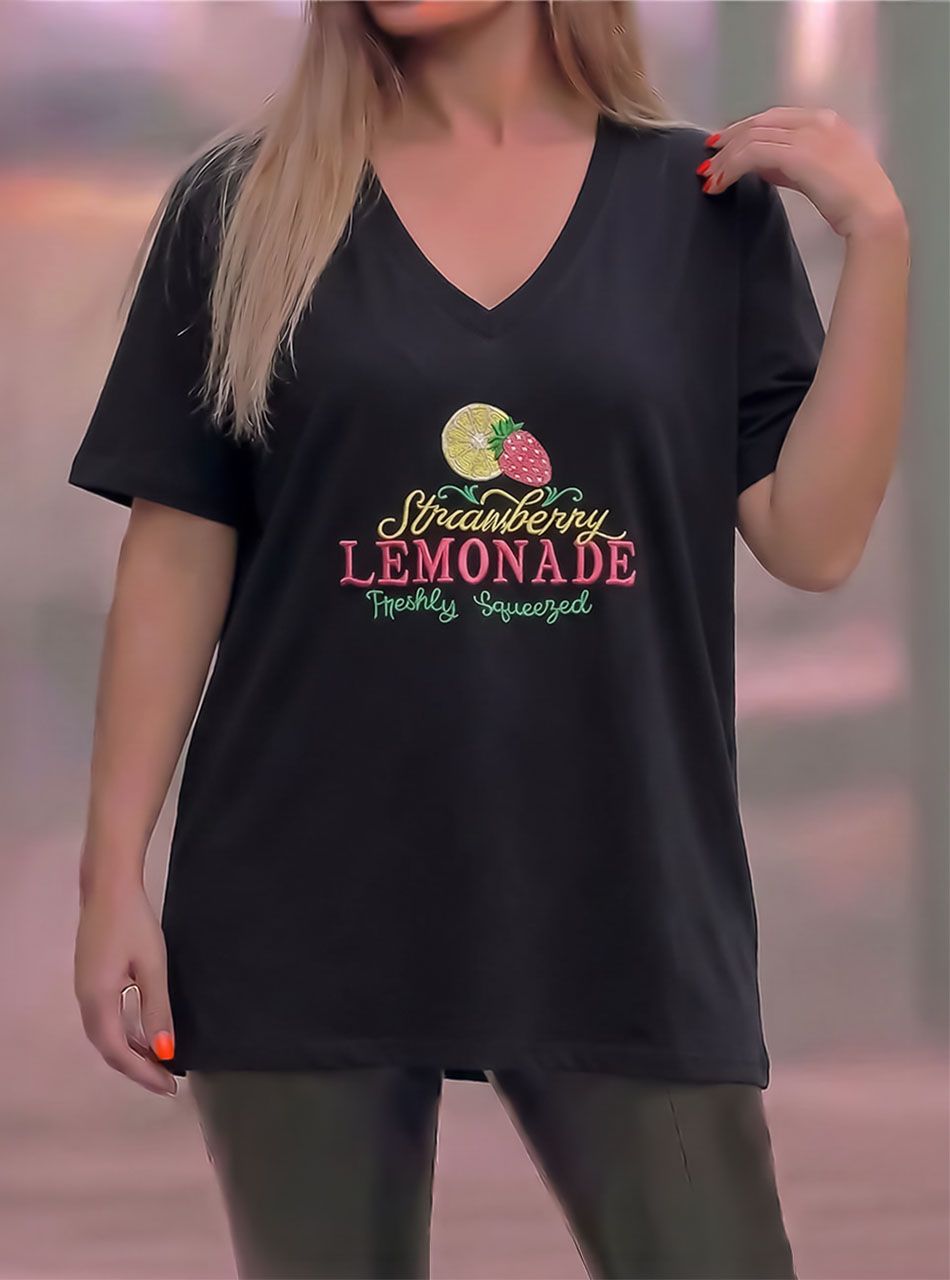 V nyakú, Lemonade felső (fekete)