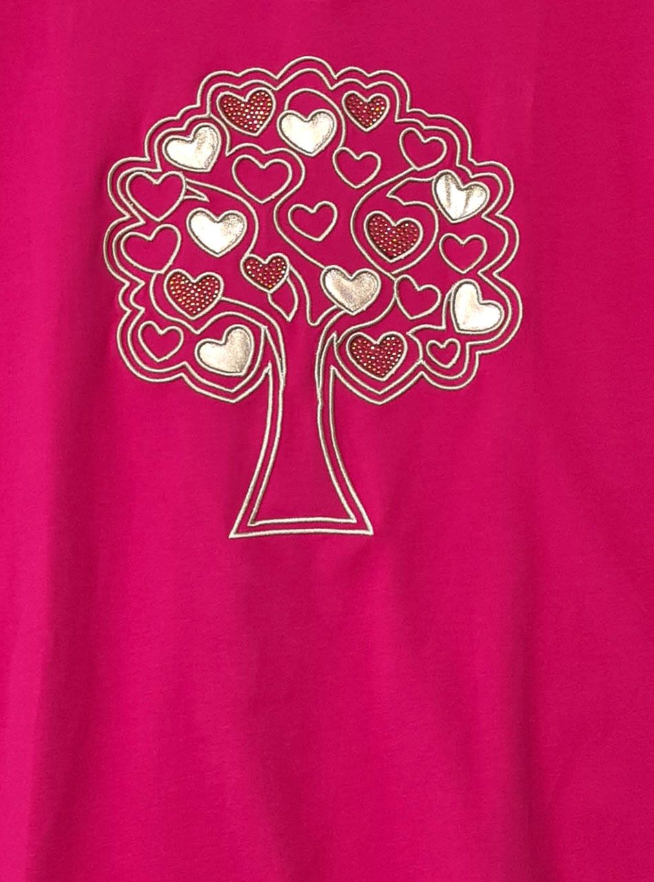 Hímzett mintás, V nyakú felső (pink)